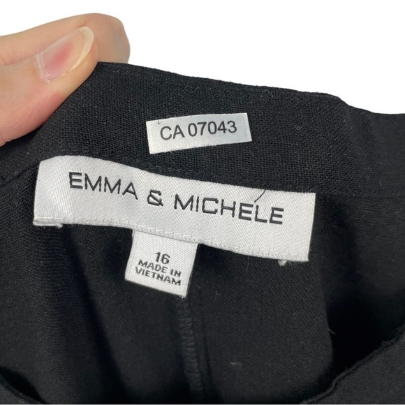 Emma and Michele Black Linen Blend Wide Leg Tie Waist Jumpsuit Size 16 - Picture 4 of 5